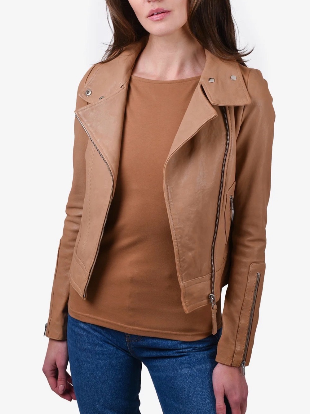 Mackage Women's Tan Leather Moto Jacket - Kenya